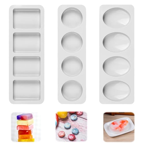 Pack of 3 Silicone Soap Moulds,Seifenformen Silikon,4-Piece for Baking Soap Mould for Chocolate Biscuit, Cakes, Baking,DIY Crafts, Easy to Demold von YUFFQOPC