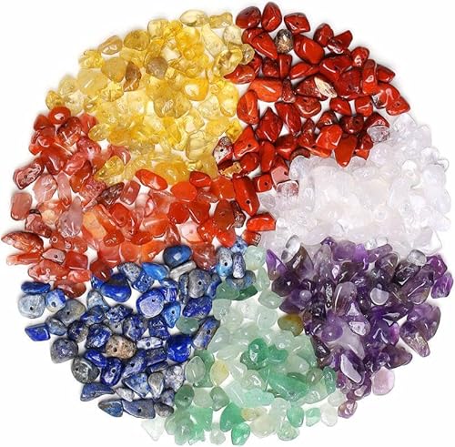 400pcs Edelstein Perlen,7 Chakra Edelsteine zum Auffädeln Kristalle Perlen Kristall Steine Perlen für Armbänder Ketten Schmuck Machen Crafting Natürlichen Unregelmäßige Gebohrt DIY Edelsteine 5-8mm von YUFFQOPC