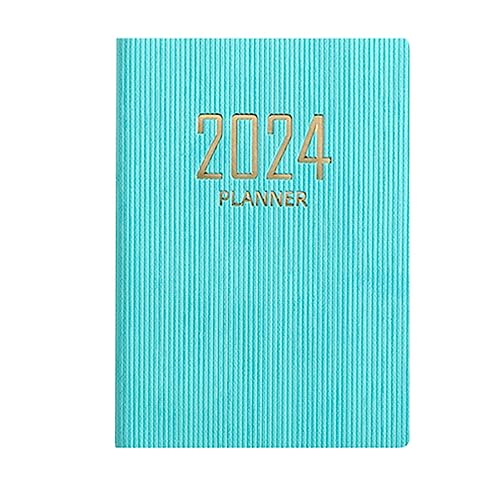 2024 Planer-Notizbuch, A7, Planungsnotizbuch, Kalender, doppelter PU-Ledereinband, Tagebücher, Notizbuch, Notizblock für Arbeitsbedarf Handwerker (Green, One Size) von YUGHGH