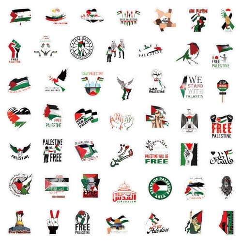 50/100 Stück Palästina Aufkleber Free Palestine Sticker Coole Kostenlose Palästina-aufkleber Ästhetische Bunte Palästina-aufkleber Für Laptop Wasserflasche Gitarre Fahrrad (50PC-B, Einheitsgröße) von YUGHGH