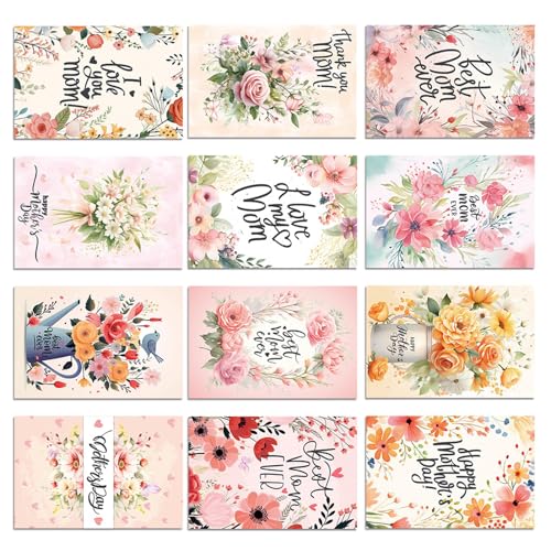 12-teiliges buntes Muttertags-Postkarten-Set mit Umschlägen, handgefertigte Grußkarten für Mütter, Partys und Feiertage 12-teiliges buntes Muttertags-Postkarten-Set mit Umschlägen, handgefertigte Grußkarten für Mütter, Partys und Feiertage von YUGSHNKFC