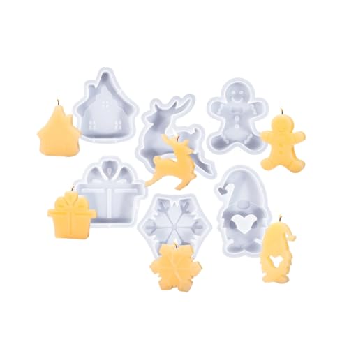 6X / Set Weihnachtsmann Silikonformen Weihnachtsserie Kerzenformen Ornament Handgemachte Schneeflocke Harzformen Handwerk Gipsformen von YUGSHNKFC