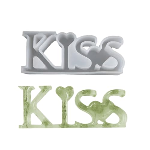 Kiss Silikonform 3D Englische Buchstaben Epoxidharz Form für Handwerk Desktop Ornament Schmuckherstellung Werkzeug Dekor von YUGSHNKFC