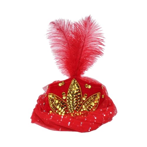 YUGSHNKFC Eleganter Fascinator mit Schmucksteinen, stilvolle festliche Kopfbedeckung mit Schleier, dekorative Details, festlicher Hut für Bühnenauftritte von YUGSHNKFC