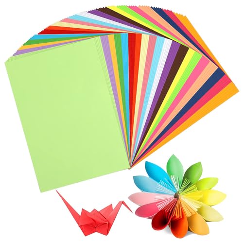 100 Blätter Tonpapier A4 Bunt, Bastelpapier Bunt, Buntpapier A4, Bastelkarton, Kartonpapier, Buntes Papier, A4 Kopierpapier Papier, Für DIY Kunst Handwerk (10 Farben) von YUGUOLAN