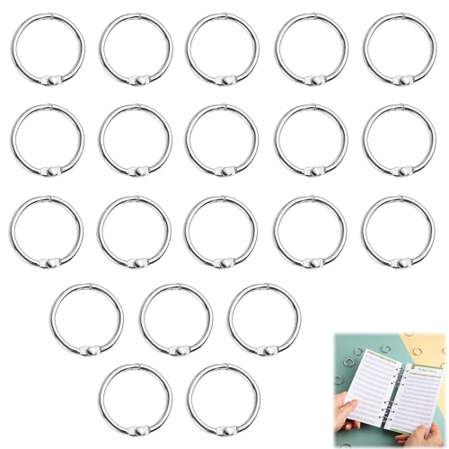 20 Stück Buchringe, Binderinge, Buchbinderinge, Karteikarten Ringe, Metall Ringe, Ringbuch Ringe, Metallringe, Für Scrapbook, Memo, Ablage Schlüsselanhänger, Bürobedarf (20mm) von YUGUOLAN