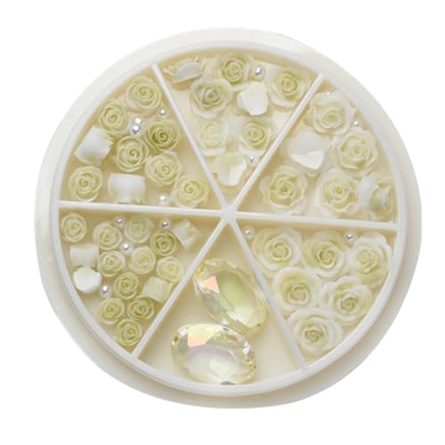 Rosenblüten, runde Perlen, 3D-Blumen, Strasssteine, Charm-Dekoration für Acrylnägel von YUHANGCIYE