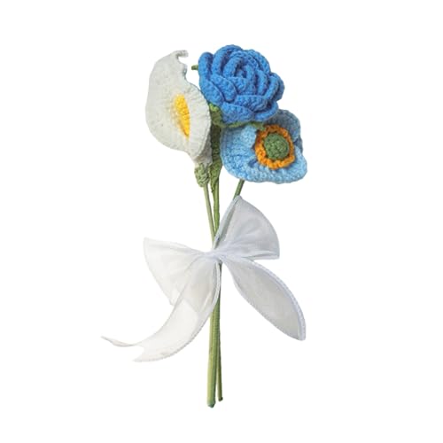 YUHANGCIYE Häkelsträuße, Häkelblumen für Tischdekoration, künstliche Blumen, handgefertigter Strickblumenstrauß für Hochzeitsfeier (1#) von YUHANGCIYE