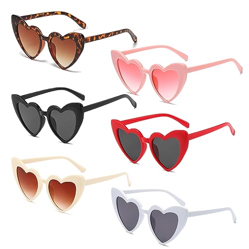 YUJINGTING Herz Sonnenbrille Partybrille Bunt 6 Stück, Herzbrille Retro lustige Hippie Brille für Festival Geburtstagsfeier LNeuheit Party Gadgets Zubehör Halloween Weihnachten Accessoires von YUJINGTING