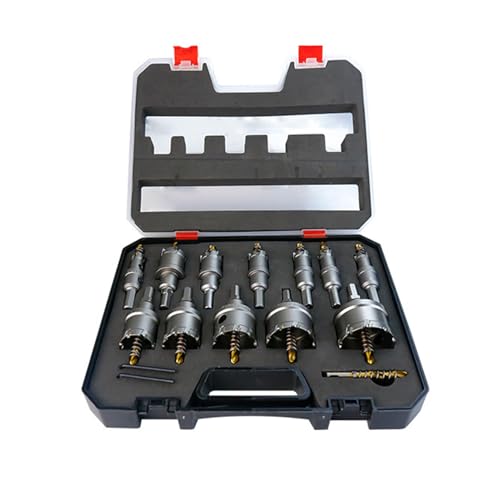 Hartmetall-Lochsägenschneider-Set, 16–50 mm Bohrer für Metall, Edelstahl, Kupfer, Eisen, robuster Lochöffner (12 Pcs Set) von YUKOFE