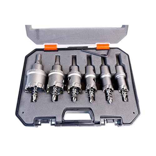 Hartmetall-Lochsägenschneider-Set, 16–50 mm Bohrer für Metall, Edelstahl, Kupfer, Eisen, robuster Lochöffner (6 Pcs Set) von YUKOFE