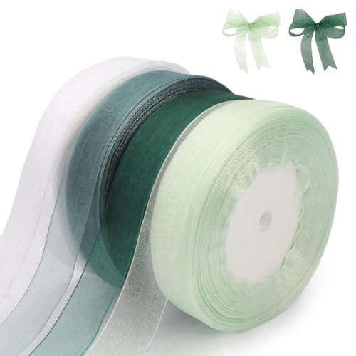 4 Rollen Organza Stoff Schleifenband, Geschenkband Weiss Chiffon, Schleifenband, Dekoband, Ribbon, Bänder Zum Basteln, Organzaband, für Geschenkverpackung Hochzeitsdekoration (20mm x 45m) von YULIAO