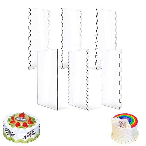 YULIAO 6 Stück Tortenschaber Dekorieren,Kuchen Glatter Schaber, Cake Scraper Set, Acryl Torten Schaber, für Buttercreme Und Zuckerguss Glätter Polierer DIY Texturen von YULIAO