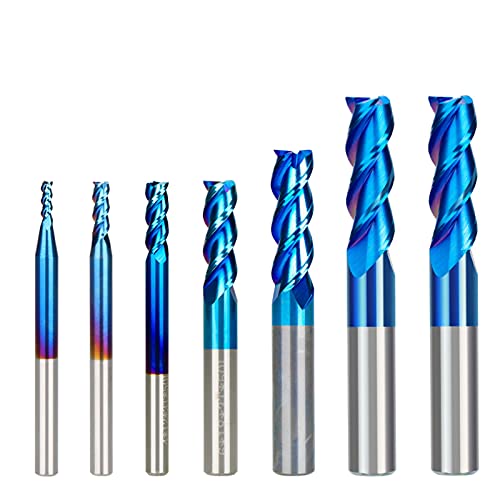 YULIXIA Dauerhaft CNC-Endmühle 1-12mm 3 Flötenkarbid-Spiralrouter-Bit-Aluminium-Schneidfräser-Fräser (Cutting Edge Length : 7pcs 2 12mm Set) von YULIXIA