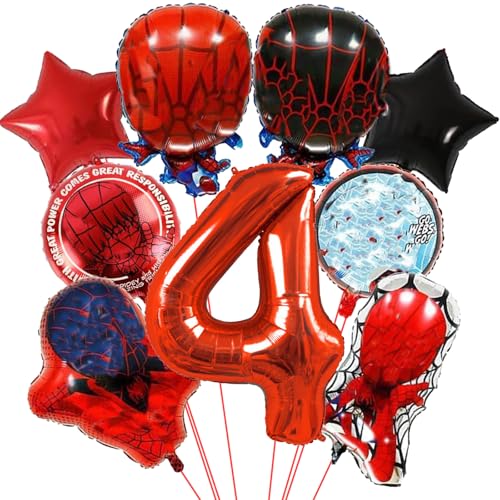 Luftballons Geburtstag 4 Jahre, 9 Stück Geburtstag Ballon Kindergeburtstag Luftballons, Geburtstagsdeko Kinder 4 Jahre, Helium Ballons Folienballon, für Jungen Mädchen Geburtstag Party Dekoration von YULONGWU