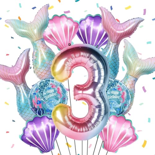 Luftballons Geburtstag 3 Jahre, 11 Stück Geburtstag Ballons Helium, Kindergeburtstag Deko 3 Jahre Mädchen, Party Ballons Geburtstag Kinder, Folienballon für Dekoration Geburtstag 3 Jahre Mädchen von YULONGWU