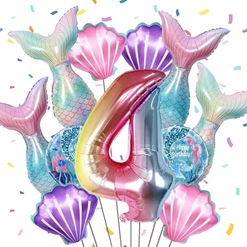 Luftballons Geburtstag 4 Jahre, 11 Stück Geburtstag Ballons Helium, Kindergeburtstag Deko 4 Jahre Mädchen, Party Ballons Geburtstag Kinder, Folienballon für Dekoration Geburtstag 4 Jahre Mädchen von YULONGWU