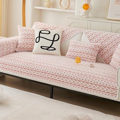 Upgraded Couch Covers - Sofabezug aus Samtstoff mit 3D-Textur, verdickter Sofabezug, rutschfester Couchbezug, flauschiger Sofabezug, Möbelschutz, kratzfester Sofabezug for Hunde(Pink,110*160cm/43*63in von YUMEIGE