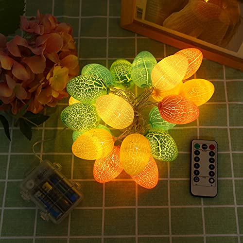 YUMILI 20 LED-Lichterketten, 2 m Osterei-Lichterkette, Kinderzimmer, Osterdekoration, batteriebetrieben, 8 Modi, eingebaute Timer-Lichterkette für Heimparty, Osterdekoration, warmweiß von YUMILI