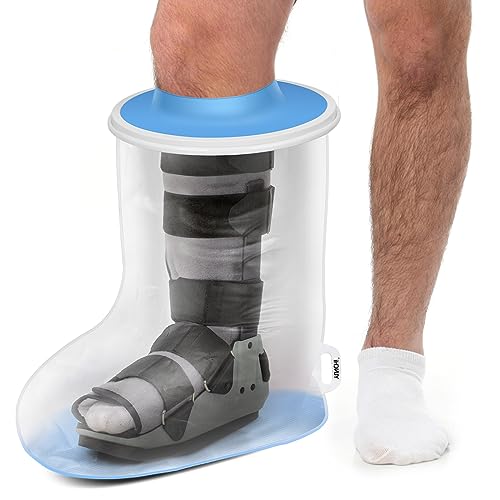 YUNCHI Aufgerüstet Duschschutz Bein Erwachsene Anti Slip XL Gipsschutz Wasserdicht Bein Verbandschutz Wiederverwendbar Duschsack Für Fuß Gips Unterschenkel Gipsbinden (Kurzer Beinprotektor XL) von YUNCHI