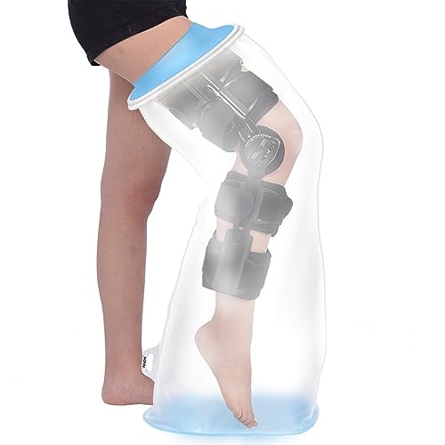 YUNCHI Duschschutz Bein Lang Erwachsene Anti Slip XL Gipsschutz Wasserdicht Wiederverwendbar Verbandschutz Für Orthese Blocks Fixateur Oberschenkel Knie Gips Gipsbinden (Langer Beinprotektor XL) von YUNCHI