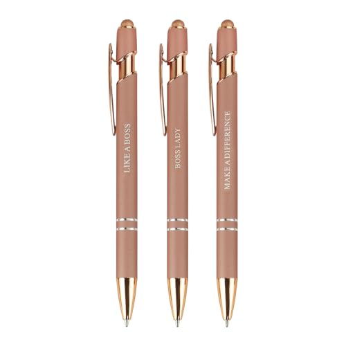 YUNCHUN 3-teiliges ausgefallenes Kugelschreiber-Set für Frauen, niedliche Kugelschreiber mit den Worten "The Boss Lady", bestes Stift-Geschenk-Set für Frauen, hübsche schwarze Tinte, elegantes, von YUNCHUN STATIONERY