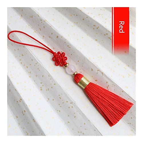 YUNGYE 2PC 5CM Multicolor Polyester Chinesischen Knoten Jade-Korn-Mini-Troddeln Schmuck Vorhang Garments Dekorative Accessoires Craft Quasten Madchen Halskette Anhanger (Color : Red) von YUNGYE