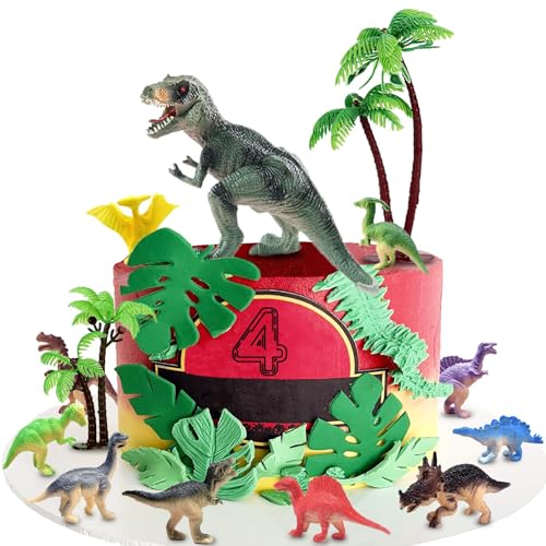 YUNHENTONG Dino Tortendeko,Kuchendeko Dino,Dinosaurier Geburtstag Kuchendekoration,Dino Thema Geburtstagstorte Dekoration für Kinder Geburtstag Baby Shower Party Dekorationen (15 PCS) von YUNHENTONG