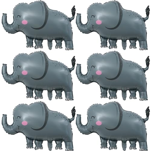 YUNHENTONG Folienballon Elefant, 6 PCS Elefant Luftballons,Elefant Ballon,Luftballon Tiere,Folienballon Waldtiere,Dschungel Tierballons,Waldtiere Ballon für Kinder Geburtstag Party Deko Geschenk von YUNHENTONG