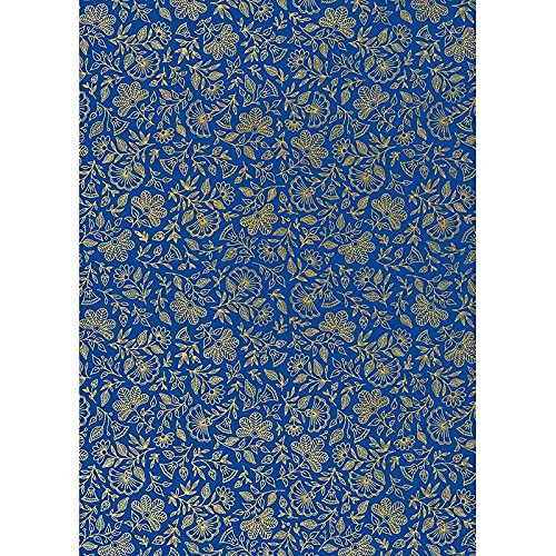 YUNHOME Geschenkpapier Geburtstagspapier Wrapping Paper 10 Stücke Geschenkpapier Chinesische Art Mehrfarbige Blume Stamping Muster Vintage-Stil Geschenk Geschenkpapier 50Cm * 70Cm-Dunkelbla von YUNHOME