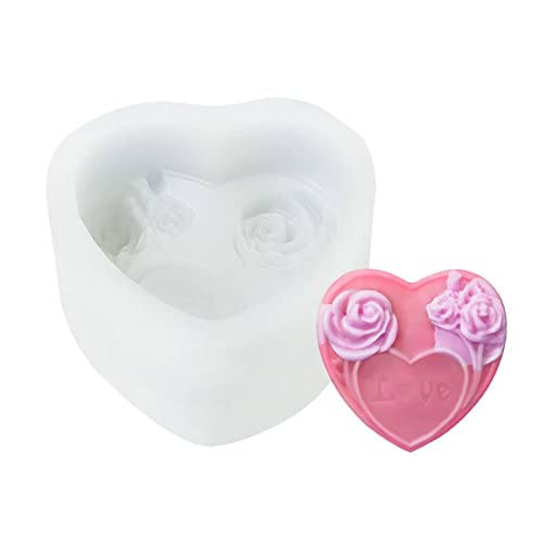3D-Herz-Rosen-Silikonform für Bad, Seife, Kuchen, Schokolade, Kerzen, Formen von YUNNIAN
