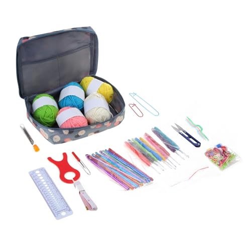 YUNNIAN 107-teiliges Häkelnadel-Set, ergonomisches Stricknadelgewebe, Garn-Sets mit Aufbewahrungsbox und Häkelnadel-Zubehör von YUNNIAN