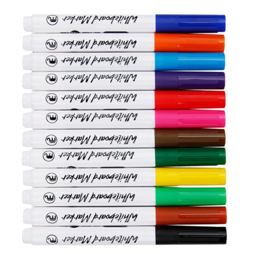 YUNNIAN Whiteboard-Marker für Whiteboard, Glas, Metall, Acryl, Papier, farbige Whiteboard-Marker, 1,0 mm Strichbreite, 12 Stück von YUNNIAN