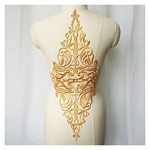 YUNSI Dekorative Flecken Große Retro Goldstickerei Barock Gitter Blume Applique Näheisen Patch Hochzeitskleid Braut Party Kleid DIY. Kleidungshandwerk von YUNSI