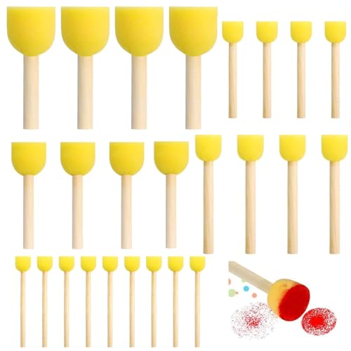 Schwammpinsel, 25-teiliges Schwammpinselset, Schwammpinsel, Schaumstoffpinsel, rundes Schwammpinselset, Malschwamm aus Schaumstoff, Schaumstoff-Rahmenpinsel, DIY-Malerei-Sets von YUNXCNA