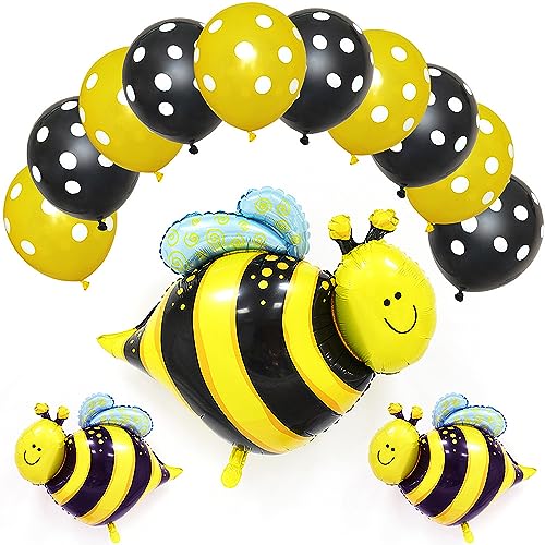 YUNYAN 13Pcs Bienen Deko Luftballon Bienen Riesenballon Folienballon Wiederverwendbare Heliumballons mit Latexballons für Kinder Geburtstag Urlaub Hochzeit Bee Party Hochzeit Festival von YUNYAN