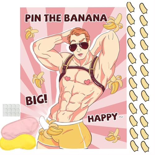 27PCS Lustiges Spiele für Erwachsene Junggesellenabschied Spiele Pin the Bananen on the Großes Poster Partyspiel für Bachelor Witziges für Erwachsene Spiel Großes Poster Spiele Bachelorette Party von YUPDFGB