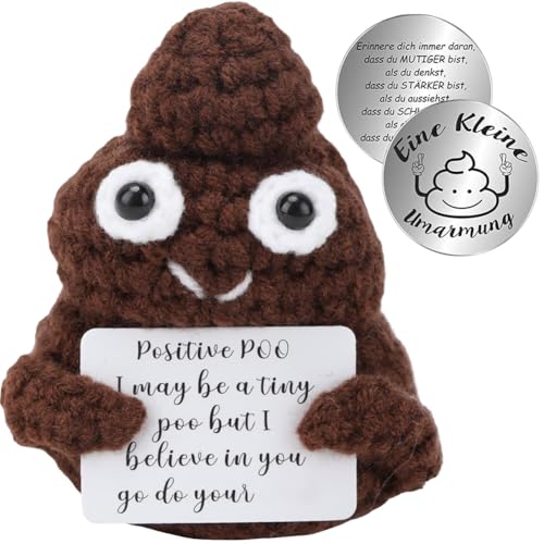 YUPDFGB Pocket Hug Positiver Kacka, Kreative Mini Kacka Puppe aus Strickwolle und Kleiner Hug Glücksbringer (Silber), Mutmacher Geschenk, Gute Besserung Geschenk, Glücksbringer, Prüfung Geschenk von YUPDFGB