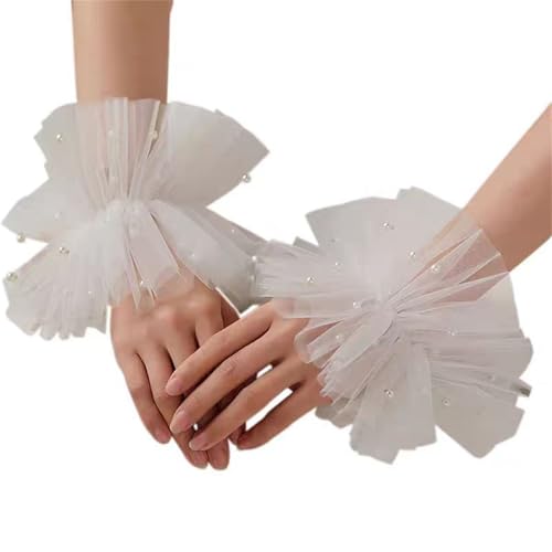 YUPEIUKLI 1 Paar Elegante weiße Fingerlose Armstulpen Brauthandschuhe Sonnenschutzärmel für Braut und Mädchen mit Perlen YUPEIUKLI 1 Paar Elegante weiße Fingerlose Armstulpen Brauthandschuhe Sonnenschutzärmel für Braut und Mädchen mit Perlen von YUPEIUKLI
