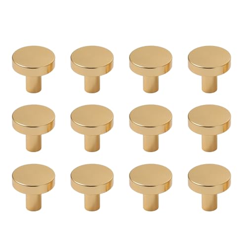 YUPEIUKLI 12er-Pack goldene Schrankknöpfe mit Schraubendreher, goldenes Kommodenknauf-Set, Elegante Schubladengriffe mit Messing-Finish für die Heimdekoration von YUPEIUKLI