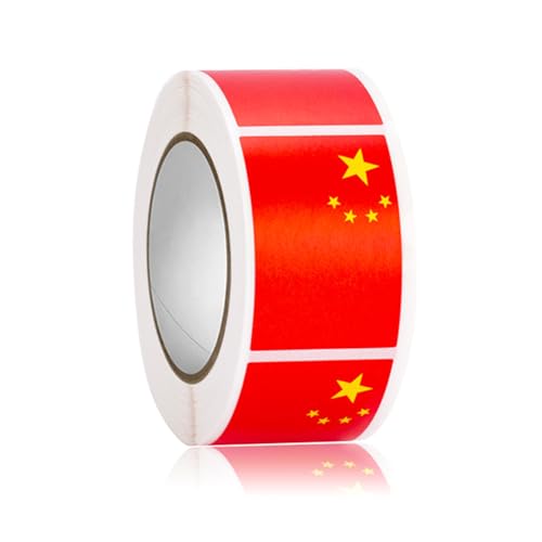 YUPEIUKLI 250/500 Stück China-Flaggen-Aufkleber, Herz-Siegeletiketten, Geschenkverpackungsetiketten, Aufkleber für Geschenktüten, Umschläge, Einladungen von YUPEIUKLI