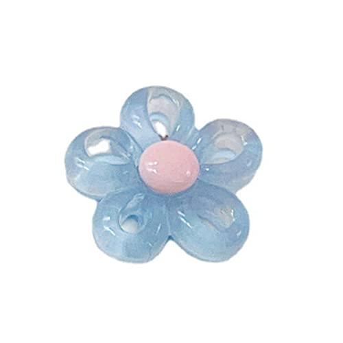 YUPEIUKLI 5 Farben, 23 x 23 mm, kleine fünfblättrige Blumen-Charm-Anhänger für Frauen, DIY bunter Blumen-Schmuck, Halsketten, Herstellung von Erkenntnissen, Blumen-Charm, Blau von YUPEIUKLI