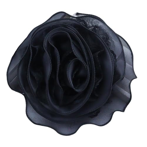 YUPEIUKLI Elegante Brosche mit großer Blume und Spitzenrand aus Netzstoff, Trendige Blumennadel aus Stoff mit Spitzenrand, Moderne Anstecknadel mit Blumenmotiv von YUPEIUKLI