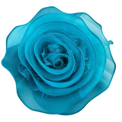 YUPEIUKLI Elegante Brosche mit großer Blume und Spitzenrand aus Netzstoff, Trendige Blumennadel aus Stoff mit Spitzenrand, Moderne Anstecknadel mit Blumenmotiv von YUPEIUKLI