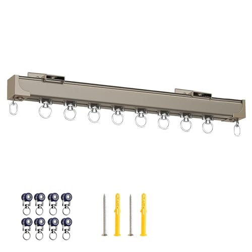 Gardinenschiene aus Aluminium, Vorhang Schiene 50–600 cm, 2mm Verdickt Hochbelastbare Schienen, Aluminium-Vorhangschienen und Beschläge, Decken- Oder Wandmontage, Weiß/Schwarz/Champagner(Sekt,600cm(19 Gardinenschiene aus Aluminium, Vorhang Schiene 50–600 cm, 2mm Verdickt Hochbelastbare Schienen, Aluminium-Vorhangschienen und Beschläge, Decken- Oder Wandmontage, Weiß/Schwarz/Champagner(Sekt,600cm(19 von YUQIWKK