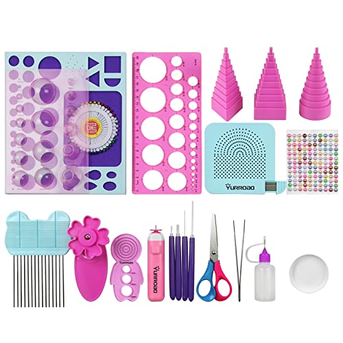 YURROAD Quilling Set für Anfänger 19pcs Quilling Werkzeug mit Schlitz Quilling Tool Quilling Stift Elektrisch Quilling Vorlagen Quilling Brett Quilling Kamm für Quilling Papierstreifen Kunstwerk von YURROAD