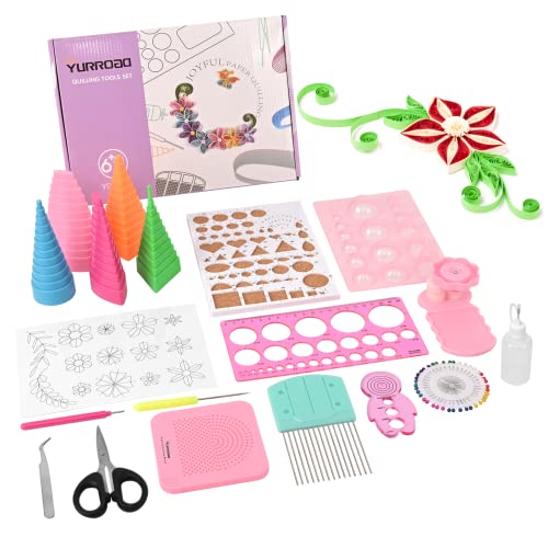 YURROAD Quilling Werkzeug Set für Quilling Papier, 19pcs Quilling Zubehör mit Quilling Tool Stift Quilling Brett Quilling Crimper Quilling Kamm Quilling Border Quilling Vorlage für DIY Papierhandwerk von YURROAD