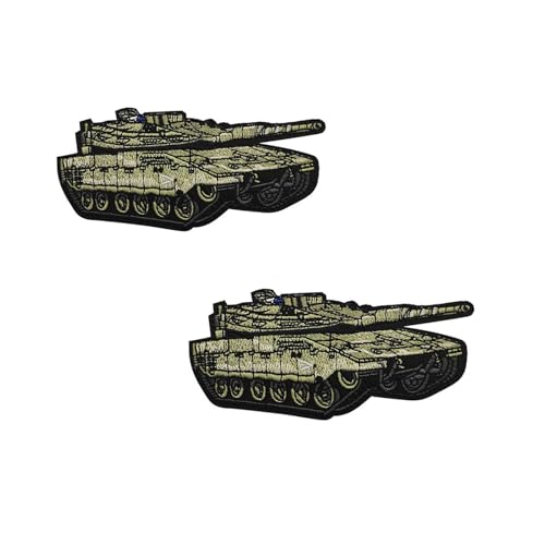 2 Pcs taktische Stickerei Patches,gemischte Farbe Stoffabzeichen,Spaß militärischen Tank Design,Outdoor-Ausrüstung Accessoire (as shown,5) von YUSENGMOO