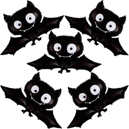 Fledermaus Ballon Set 5 Stück Luftballons Fledermäuse Schwarz Helium Ballons 25 x 35 Zoll Folienballon für Halloween Deko, Partyzubehör, Kindergeburtstag von YUSHWENPTY