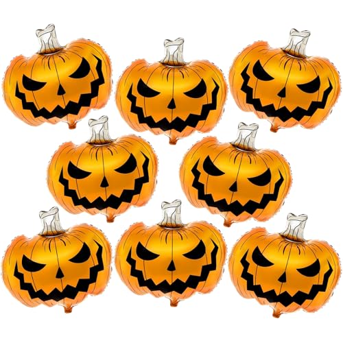 YUSHWENPTY Halloween Kürbis Ballon 8 Stück Orange Luftballons 25 x 30 Zoll Folienballon für Halloween Deko, Partyzubehör, Kindergeburtstag von YUSHWENPTY